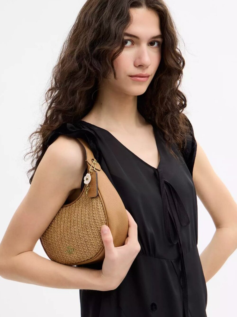 Coach CDX20 Emily Shoulder Bag Crossbody straw/Gold/Toast NWT - Picture 2 of 11